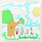 子のアートワークを追加する ガラスコースター (正面)