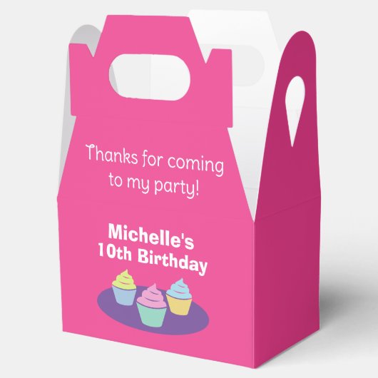 子のカラフルカップケーキ誕生日パーティーの好意ボックス フェイバーボックス (オープン)