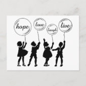 子のシルエッ感動的ト単語バルーン ポストカード (正面)