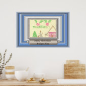 子のスケッチをカラーフレームカスタムに追加 ポスター (キッチン)