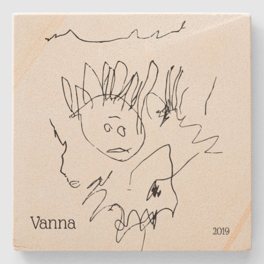 子のスケッチテンプレート ストーンコースター (正面)