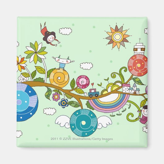 子のツリー遊ブランチの側面 マグネット (正面)