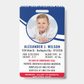 子の写真IDカスタム緊急識別 バッジ (Front)