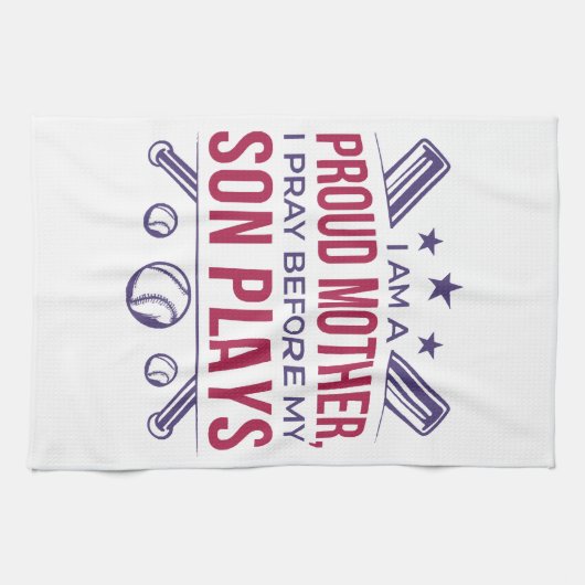 子の前誇りを持ったに祈野球の母が現遊在 キッチンタオル (横)