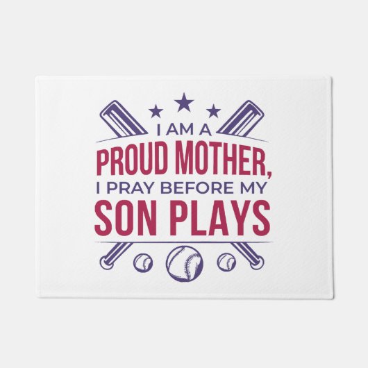 子の前誇りを持ったに祈野球の母が現遊在 ドアマット (正面)
