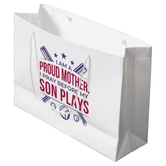 子の前誇りを持ったに祈野球の母が現遊在 ラージペーパーバッグ (正面アングル)