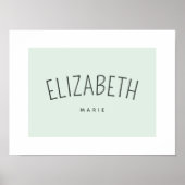 子の名前をパーソナライズPlayroomデコールソフトグリーン ポスター (正面)