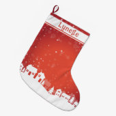 子の名前赤と白 ラージクリスマスストッキング (正面 (吊り時))