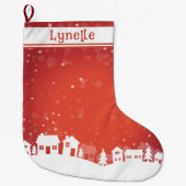 子の名前赤と白 ラージクリスマスストッキング (正面)