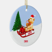 子の孫テディベアSled wプレゼント セラミックオーナメント (右)