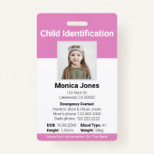 子の識別フォトソフトピンク バッジ (正面)