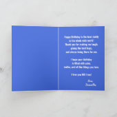 子はっきりしたどもからのパパ用の青い写真誕生日 カード (内部)