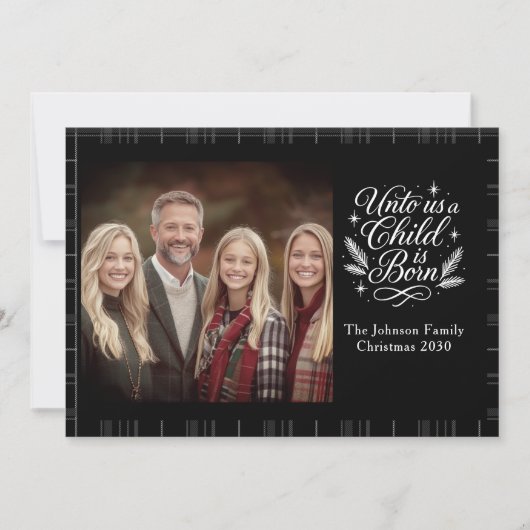 子はわれらに生まれ給へり Plaid 写真入りクリスマスカード シーズンカード (正面)