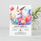 子よくはしゃぐキツネ誕生日 招待状 (スタンド正面)