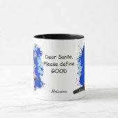 子よくはしゃぐネコがサンタに良さを定義 マグカップ (中央)