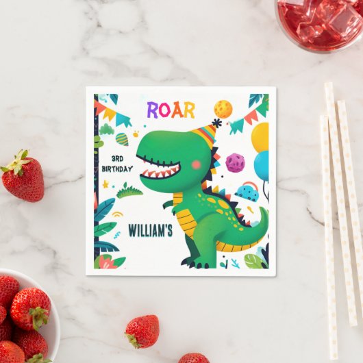 子よくはしゃぐ供かわいい男の子T 3レックス3日 スタンダードカクテルナプキン (インサイチュ)