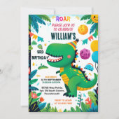 子よくはしゃぐ供かわいい男の子T 3レックス3日 招待状 (正面)