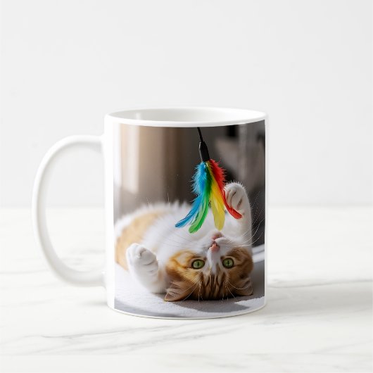 子よくはしゃぐ猫の羽 コーヒーマグカップ (左)