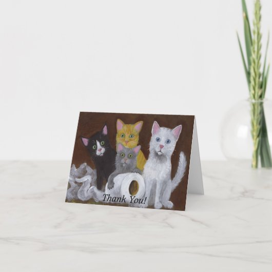 子よくはしゃぐ猫 サンキューカード (正面)