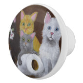 子よくはしゃぐ猫 セラミックノブ (右)