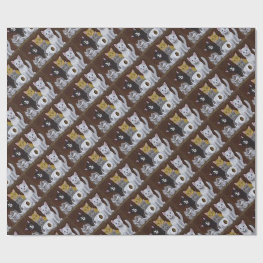 子よくはしゃぐ猫 ラッピングペーパー (フラット)