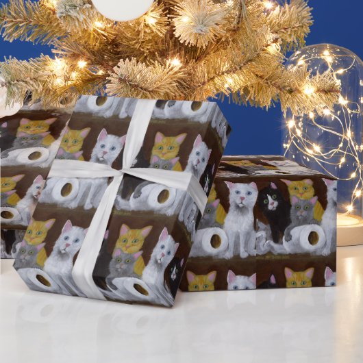 子よくはしゃぐ猫 ラッピングペーパー (クリスマス)