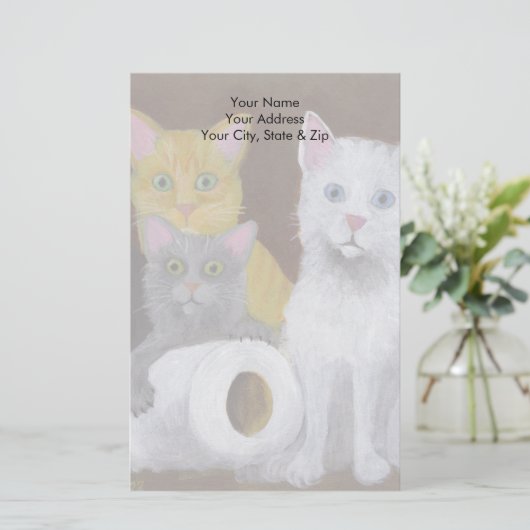 子よくはしゃぐ猫 便箋 (スタンド正面)