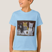 子よくはしゃぐ猫 Tシャツ (正面)