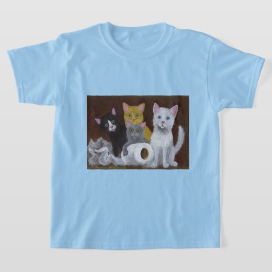 子よくはしゃぐ猫 Tシャツ (レイダウン)