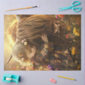 子をお洒落ハイランド牛と分離 薄葉紙 (クラフト)