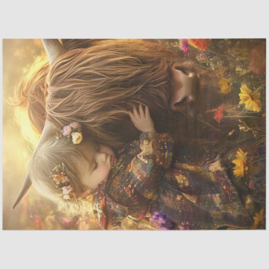 子をお洒落ハイランド牛と分離 薄葉紙 (正面)