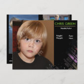 子アクターのヘッドショットコンポーネントカードテンプレート ポストカード (正面/裏面)