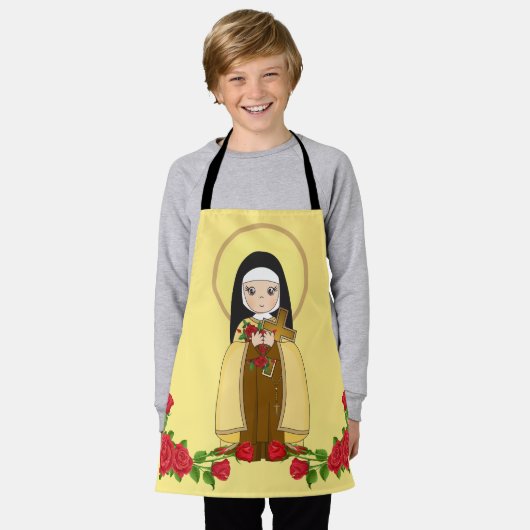 子イエスのバラのカトリック教会の聖 エプロン (着用した状態)