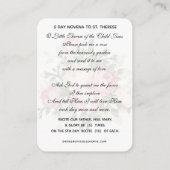 子イエスの聖テレ祈りの言葉ノヴェナカトリック プレイスカード (裏面)