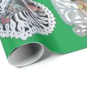 子イエス，アンティーククリスマス紙彫刻，緑 ラッピングペーパー (ロールコーナー)