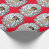 子イエス，アンティーククリスマス紙彫刻，赤 ラッピングペーパー (角)