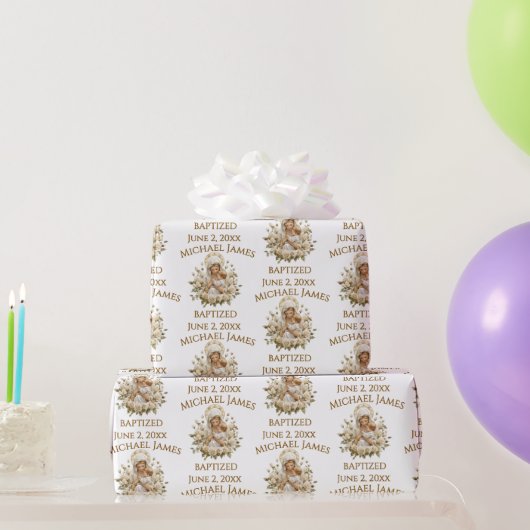 子イエス・バプテスマを持つ聖母 ラッピングペーパー (パーティーギフト)