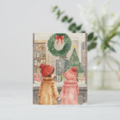 子ウィンドウショッピングクリスマスウォーター色 シーズンポストカード (スタンド正面)