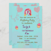 子エレガントのバースデーパーティ招待状 招待状 (正面/裏面)