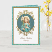 子エレガントヴァージンメアリーヴィンテージ宗教 カード (黄色い花)