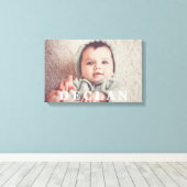 子カスタムどもの写真ポートレート キャンバスプリント (インサイチュ (ウッドフロア))