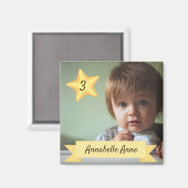 子カスタムどもの名前と年齢の付いたフォトマグネット マグネット (正面/裏面)