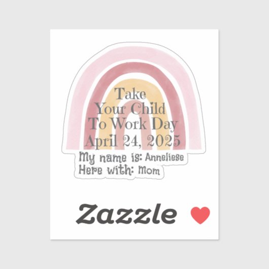 子カスタム供を連れて仕事に行くピンク・レインボー シール (シート)