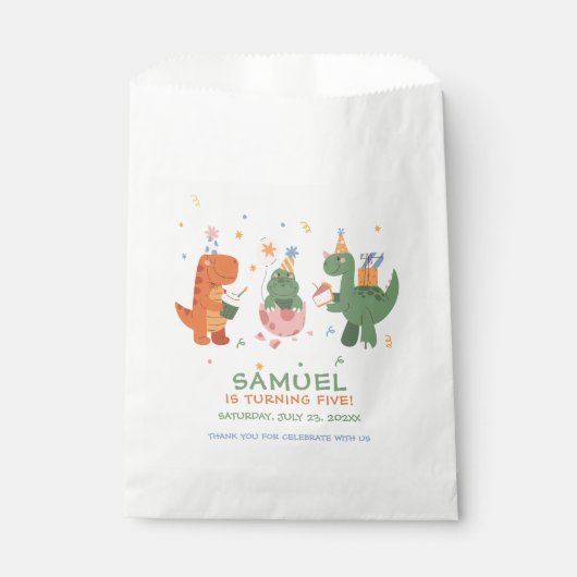 子カラフルどもっぽい恐竜子供の誕生日 フェイバーバッグ (正面)