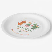 子カラフルどもっぽい恐竜子供の誕生日 ペーパープレート (アングル)