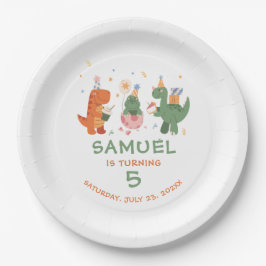 子カラフルどもっぽい恐竜子供の誕生日 ペーパープレート