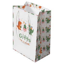 子カラフルどもっぽい恐竜子供の誕生日 ミディアムペーパーバッグ