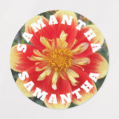 子カラフルどもの名前フローラ付きダリア ラベル (デザイン2)