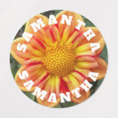 子カラフルどもの名前フローラ付きダリア ラベル (デザイン1)