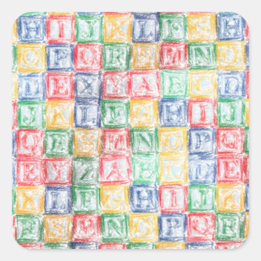 子カラフルのブロック スクエアシール (正面)